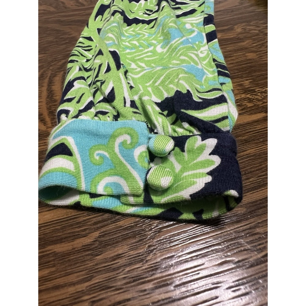 Lilly Pulitzer Ritchie Dress Womens Small Blue Green Tropical Fern Silk Blend - Picture 4 of 12